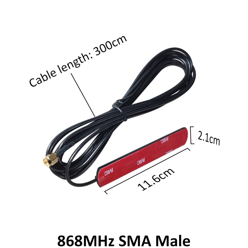 Gsm Antenne 868 Mhz 915Mhz Gelijmd Strip 868 M Patch Antenne Sma-Male Connector Antenne 3 Meter Kabel 868 Mhz 915 Iot Antena Antenne