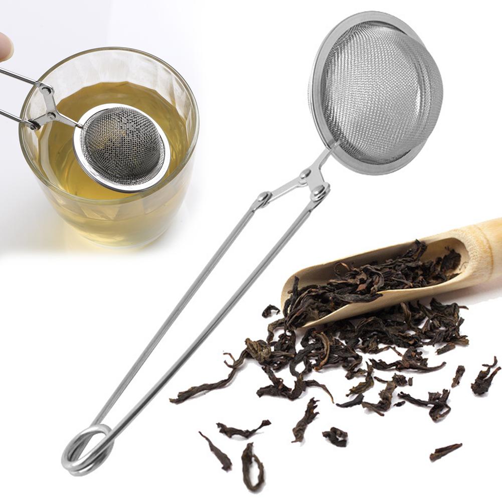 Spring Spoon Tea Mesh Ball Infuser Filter Teaspoon Squeeze Strainer Metal Stainless Steel Handle Spoon