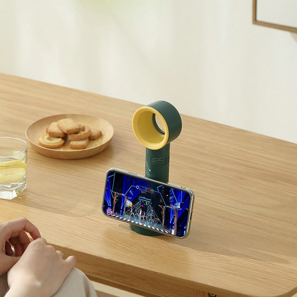 Portable Bladeless Fan Handheld No Leaf Ultra-quiet Fans Summer Mini Desktop Air Cooler for USB Rechargeab Travel Outdoor Office