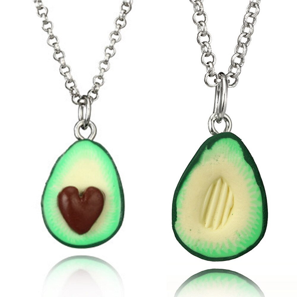 Lovely Avocado with Nuclear 3D Clay Alloy Necklace Pendant Couple Decoration Charm Friendship DIY Jewelry