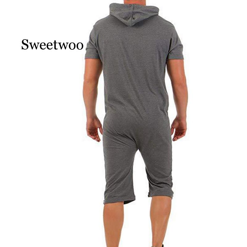 men's jumpsuit One-piece Man Playsuit Summer Zipper Short Sleeve Male Jumpsuit Streetwear Overalls