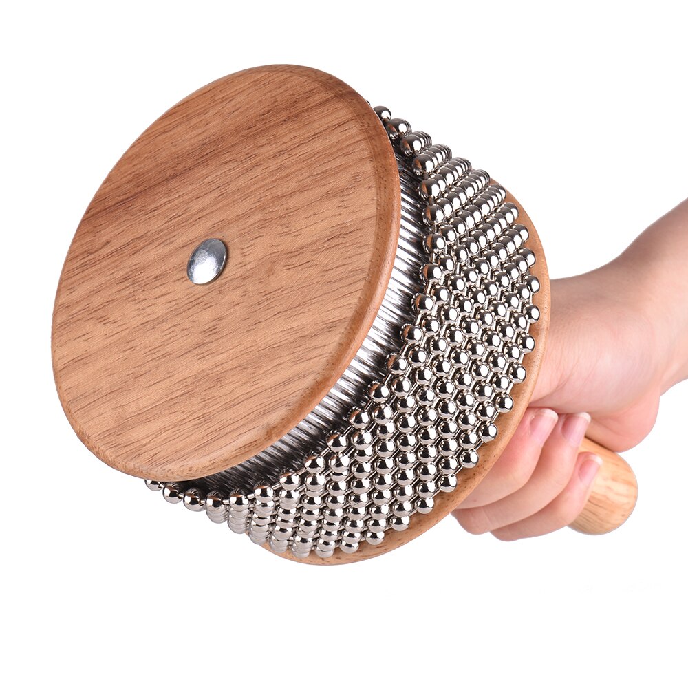 Cabasa de madera instrumento Musical de percusión Cadena de cuentas de Metal y cilindro agitador de mano Pop para la banda de salón de clases de tamaño mediano