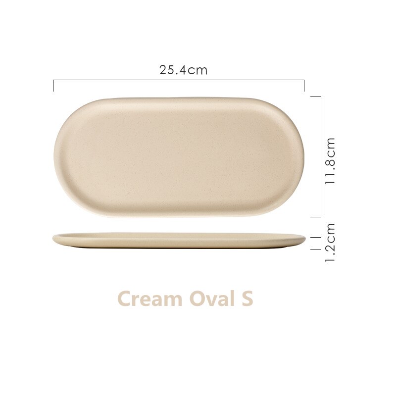 Porcelain Kitchen Serving Tray Ceramic Rectangular Oval Dinner Plate for Party Oven Microwave Dishwasher Safe Dinnerware: Cream Oval S