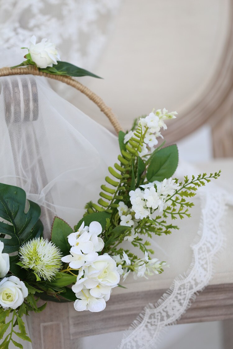 Peorchidée vert blanc Rose porte de mariage couronne florale cerceau Bouquet moderne mariage fleurs Bouquet nuptiale douche église décor