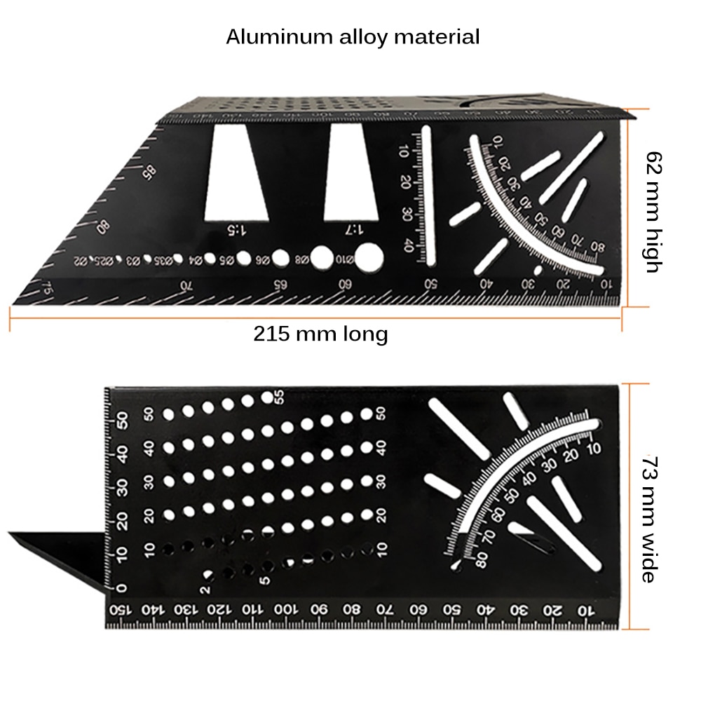 Aluminum Alloy Multifunctional Angle Ruler With 45 Degrees And 90 Over-Line Angle Ruler
