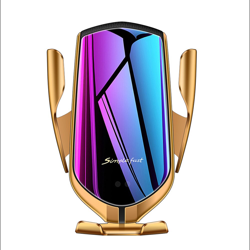 Qi Wireless Car Charger Voor Samsung S20 S10 Iphone 11 Xs Xr Automatische Sensor Vastklemmen 10W Snelle Wirless Opladen auto Telefoon Houder: Gold
