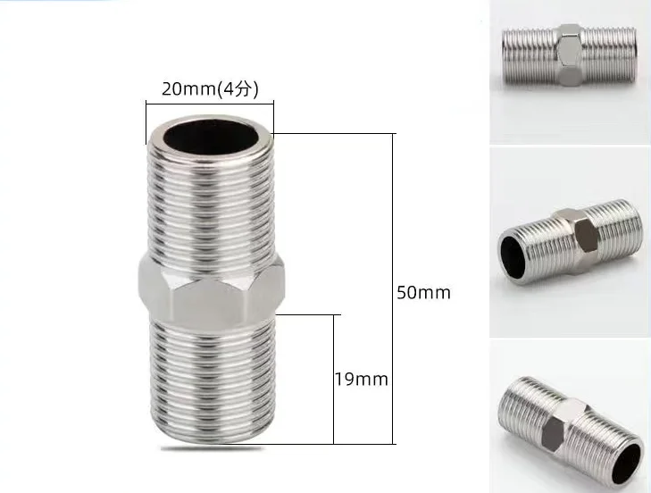 Stainless Steel Lengthen 1/8" 1/4" 3/8" 1/2" 3/4" BSP Male x Male Thread Hex Nipple Threaded Reducer Pipe Fitting: Silver