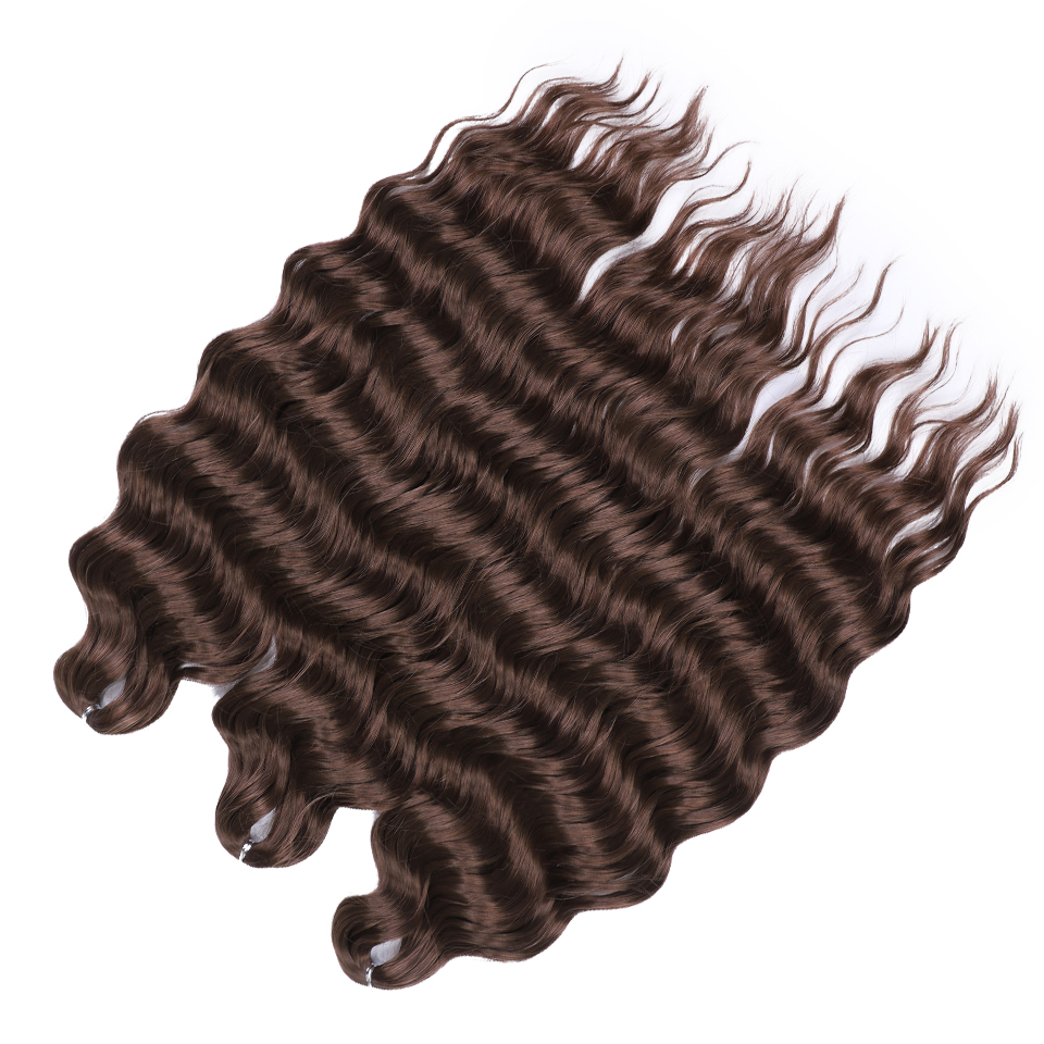 Anna hair syntetiskt löshår djupvågig flätad hårförlängningar 24 cm vattenvågig fläta mörkbrun virkad hår: T27/30/4