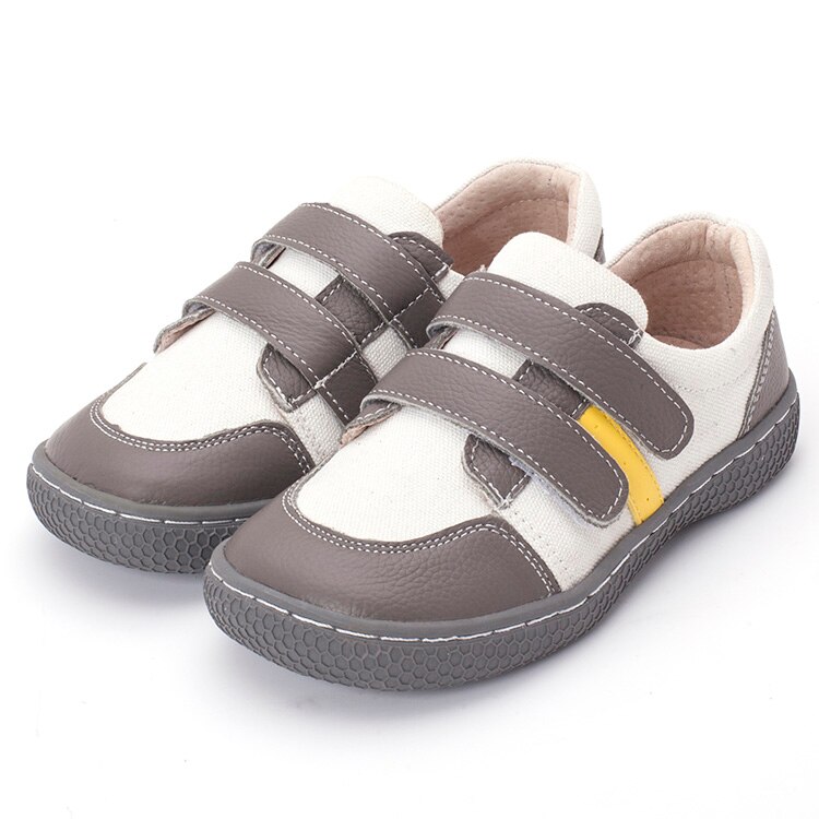 Pekny bosa marca costura de couro crianças sapatos descalços para meninos meninas sapatos de escola suficiente toe superior crianças tênis tamanho 25-35: Grey / 8