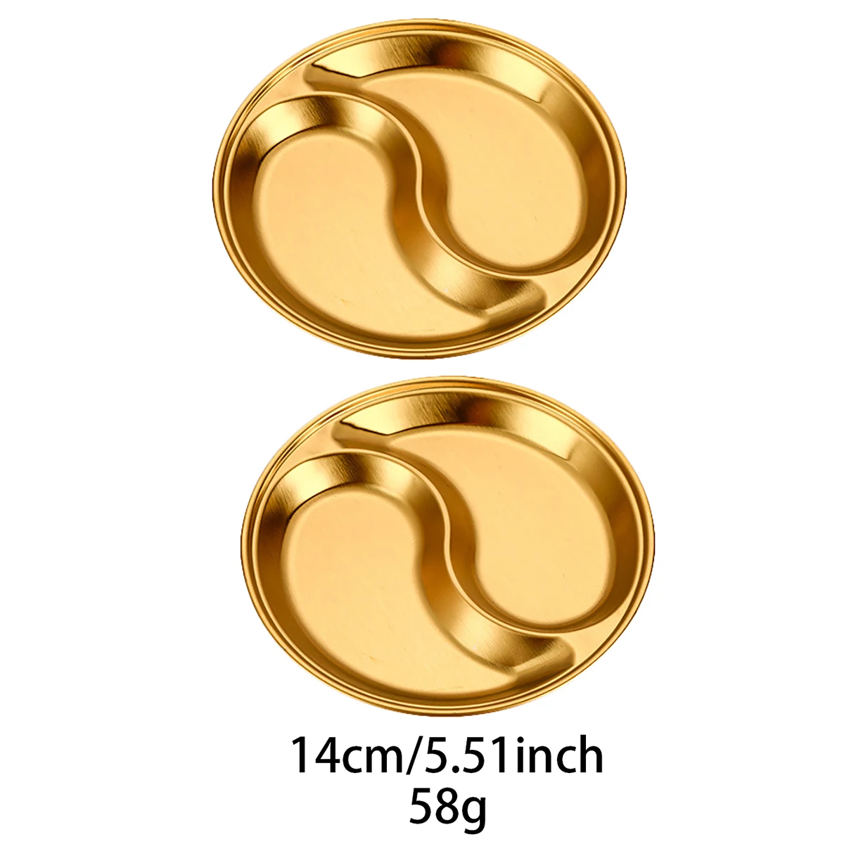 2pcs/set Korean Style Barbecue Dipping Dish Stainless Steel Circular Grid Plate Thickened Golden Sauce Dish Snack Plate: Red