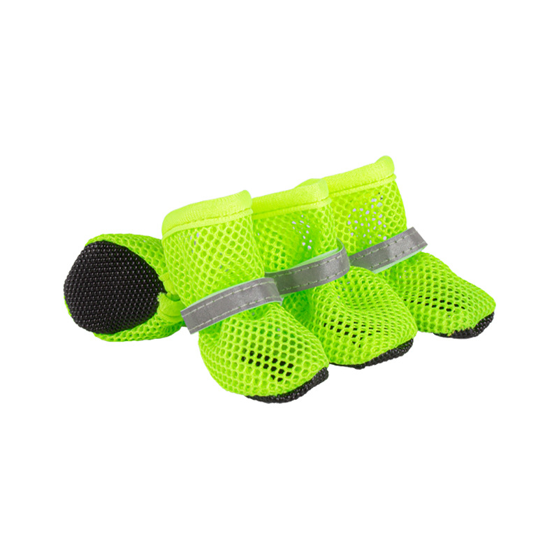 4 Stück, Hundeschuhe, rutschfest, atmungsaktiv, verschleißfest, Hundestiefel, geeignet für kleine, mittelgroße Haustiere, Welpen-Schutzschuhe.: XL / Grün