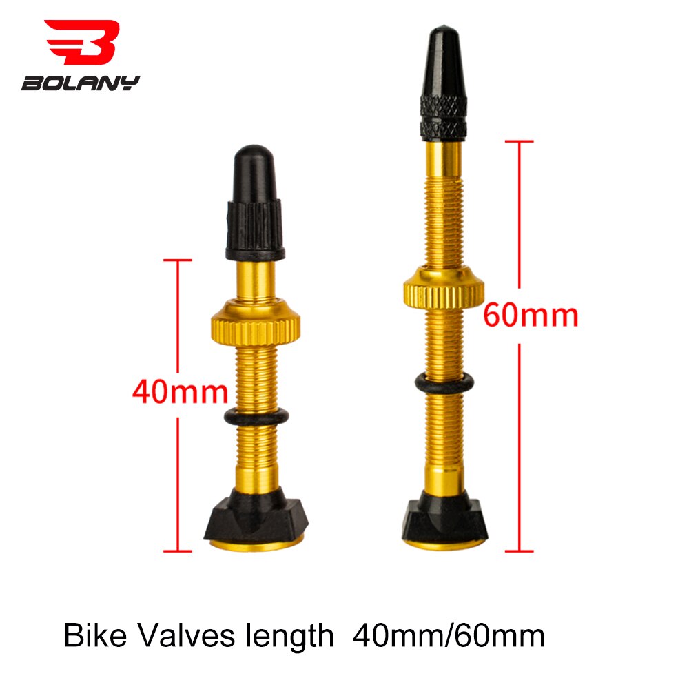 BOLANY 1 Pair Bicycle Valve 40mm /60mm MTB Road Bike Extender Valves Tubeless Vacuum Nozzle Aluminum Alloy Sealant Accessories