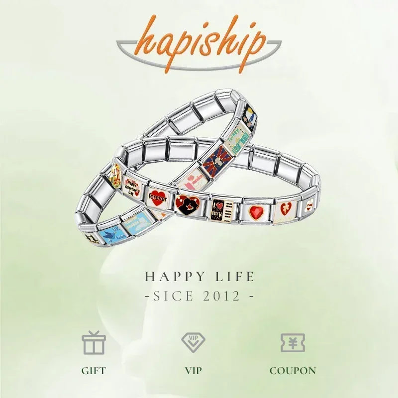 Hapiship 2025 Mode Blauwe Ster Voetafdruk Itanlian Elastische Charme Roestvrij Stalen Armband Sieraden G267