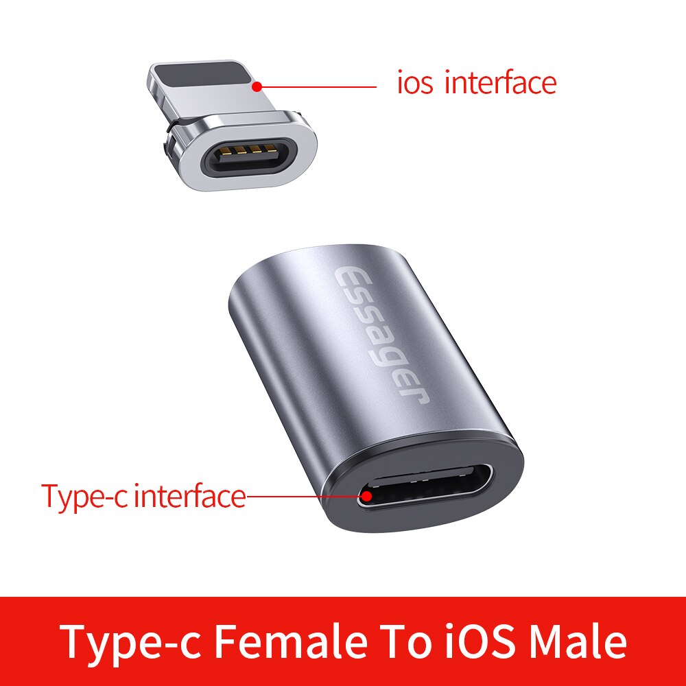 Essager Magnetic USB Type C Adapter USB-C Female To Micro Male Cable Magnet Type-C USB Converters Connector For iPhone Samsung: USB C To iOS