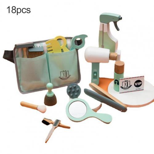 18 Teile/satz Haarschnitt Spielzeug Set Simulation Pretend Spielen Holz Friseur Kit Kinder für Kinder: Default Title