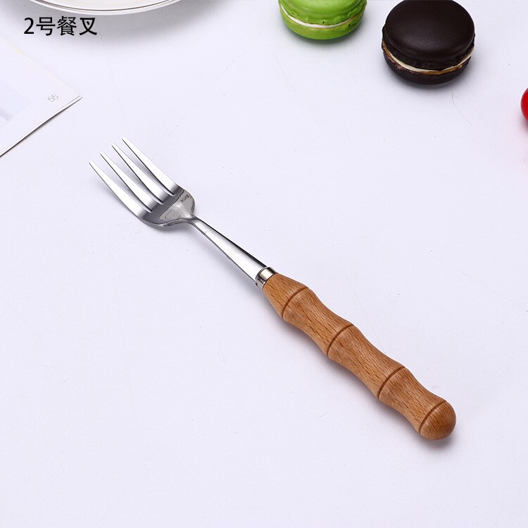 Yomdid 1pc middags kniv gaffel skje med tre håndtak rustfritt stål bestikk western food dessert servise gaffel skje servise: Gaffel 2