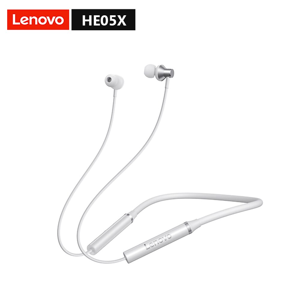 Lenovo HE05 Pro Bluetooth 5.0 Earphone In-ear Gaming Wireless Headset IPX5 Waterproof Sports Headphone with Noise Cancelling Mic: HE05X White