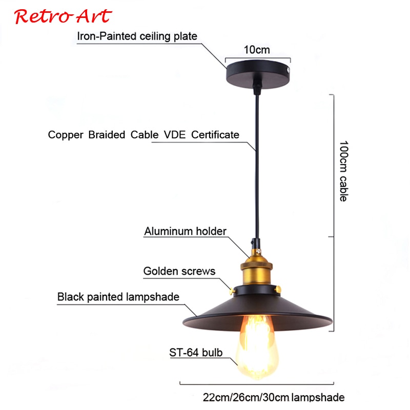 Decoratieve Hanglamp E27 Bar Restaurant Lamp Armaturen Vintage Edison Stijl Opknoping Lamp Met Lampenkap