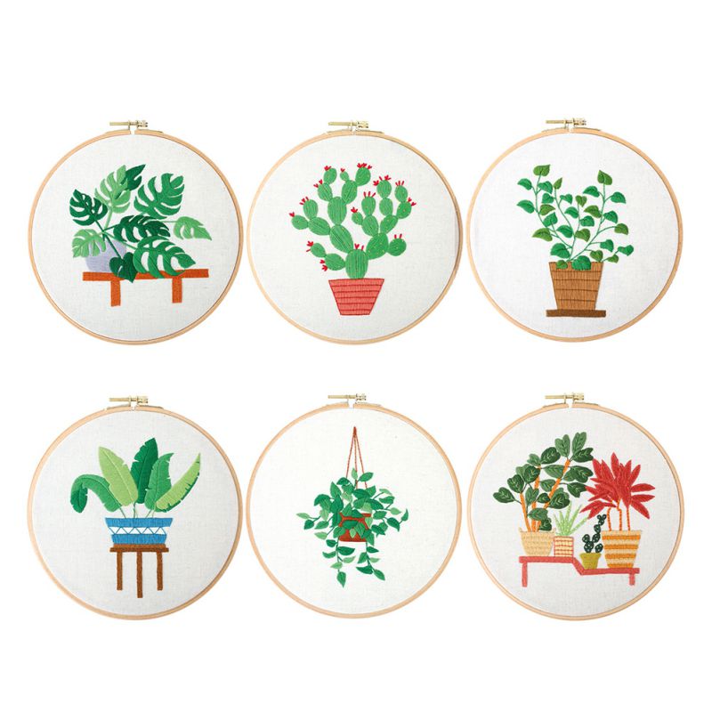 Moderne Diy Borduurwerk Plant Monsterabladeren Cactus Handwerk Handwerken Kruissteek Kit Home Decor Katoen Borduren Craft