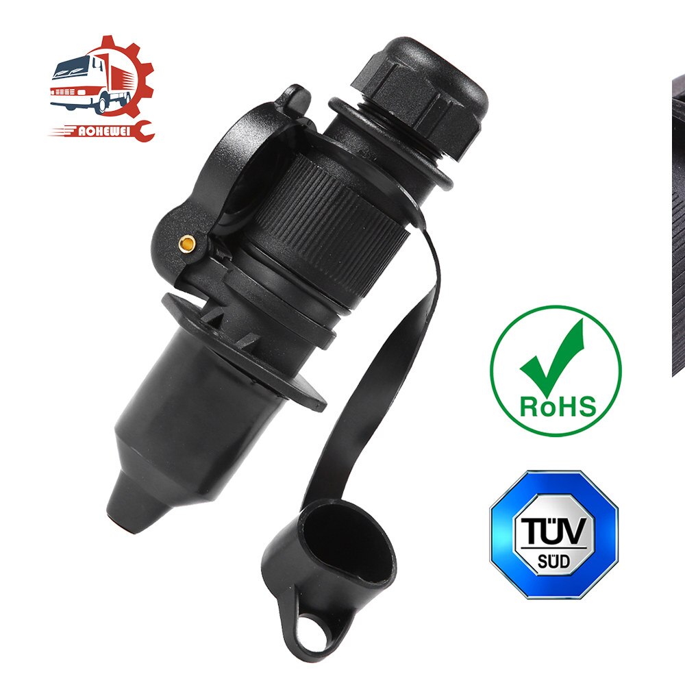 AOHEWEI EU 3 Pin Trailer Plug Adapter Cable 12V 3 Pole Towing Socket Electronic Connector for Truck Caravan Semi-Trailer Boat