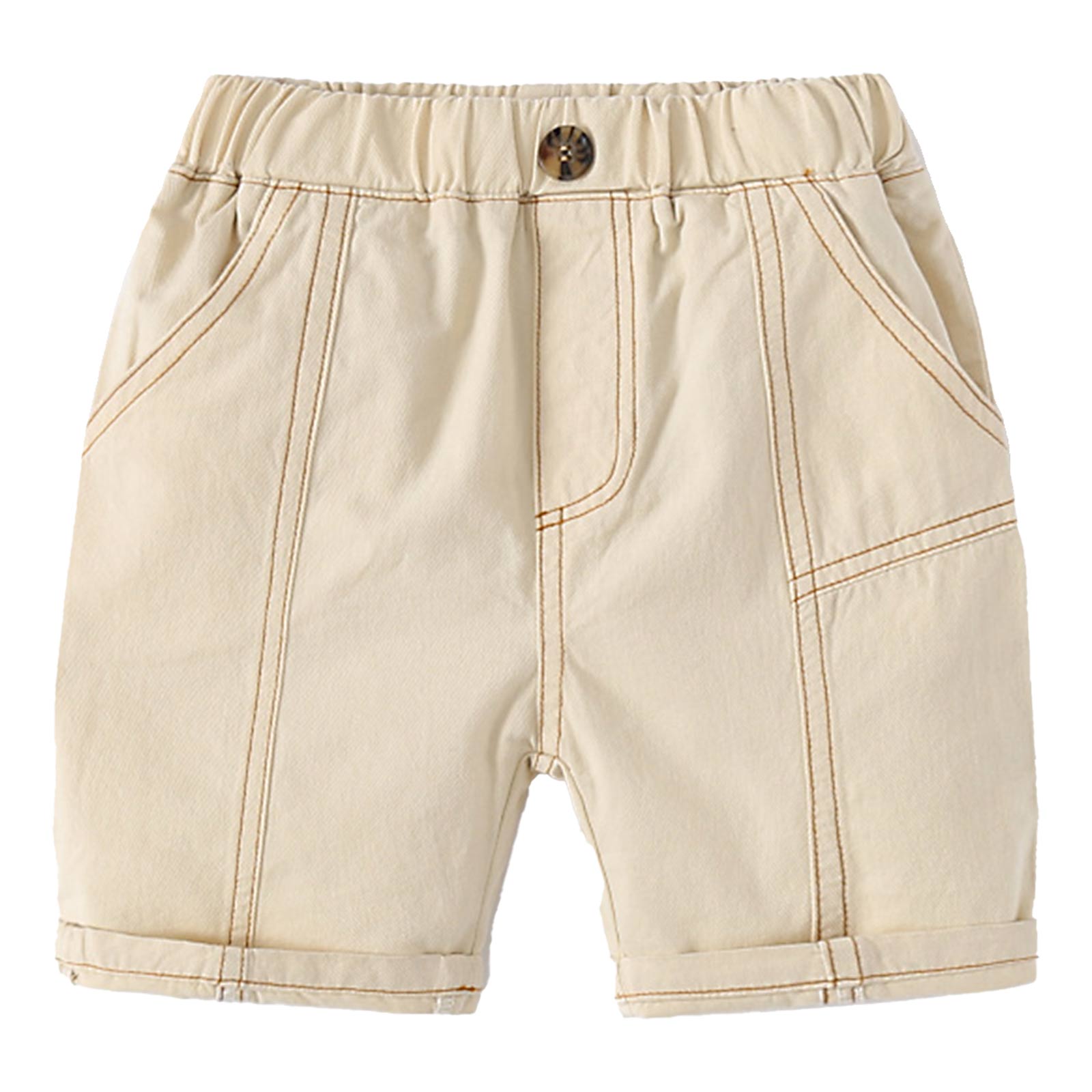 2022 Kinderen Zomer Denim Shorts Baby Jongens Mode Elastische Taille Casual Jeans Korte Broek Voor Kids Kleding Strand: Khaki / 5-6T