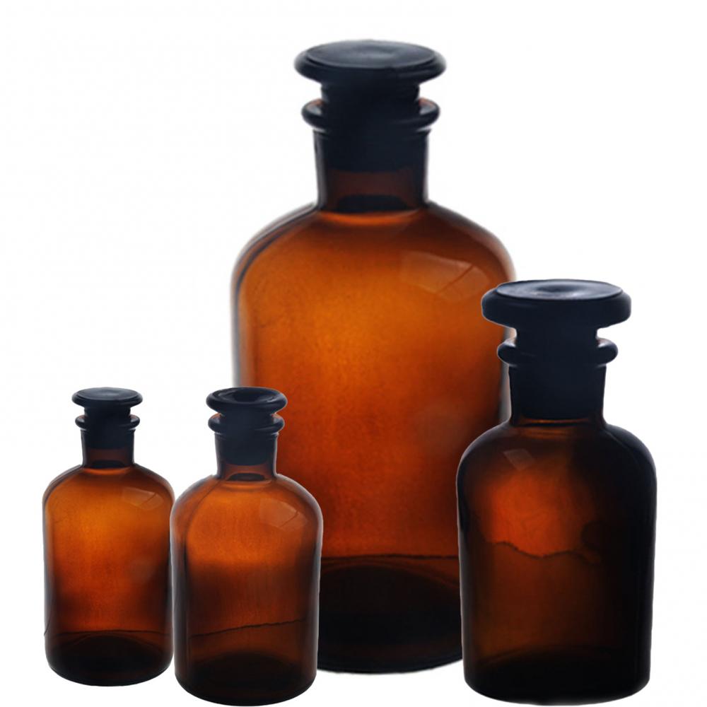 Bouteille rechargeable en verre ambre brun 30/60/125/250/500ml, contenant de réactif Portable avec bouchon