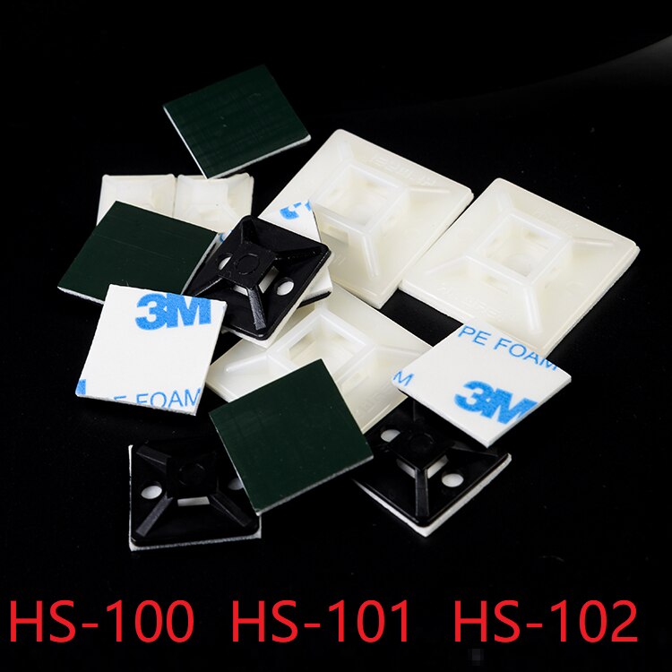 10 stk hs-type kabelklemme selvklæbende ledningsklemme mount wire tie fix holder desk line organizer management fasteners white black
