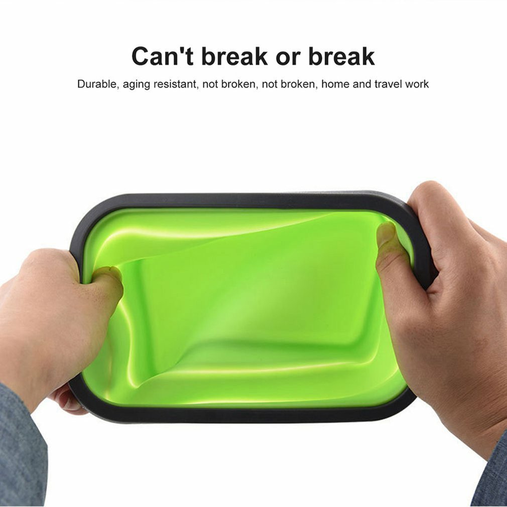 Lunch Box Silicone Folding Microwave Bento Box Outdoor Travel Picnic Lunch Box Folding Food Storage Container