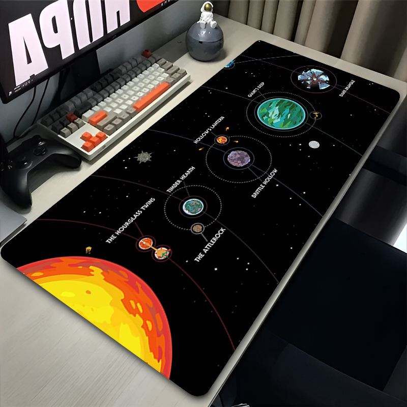 Mouse Pad XXL Anime Gamer Outer Wilds Mousepad Laptop Universe Space Solar System HD Desk Mat PC Gaming Accessories Keyboard Pad: 90x40 cm / BEAN PASTE