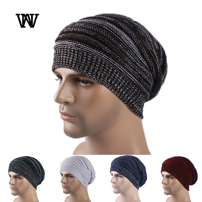 Stripete baggy skullies lue luer for menn vinterlue dame utendørs lue dame myk varm strikket lue for gutter ttm-czx 9