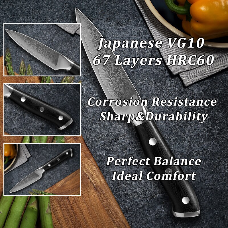 Grandsharp Damascus Knife Set 67 Layers vg10 Japanese Damascus Steel Chef Cleaver Boning Kiritsuke Santoku Kitchen Knives