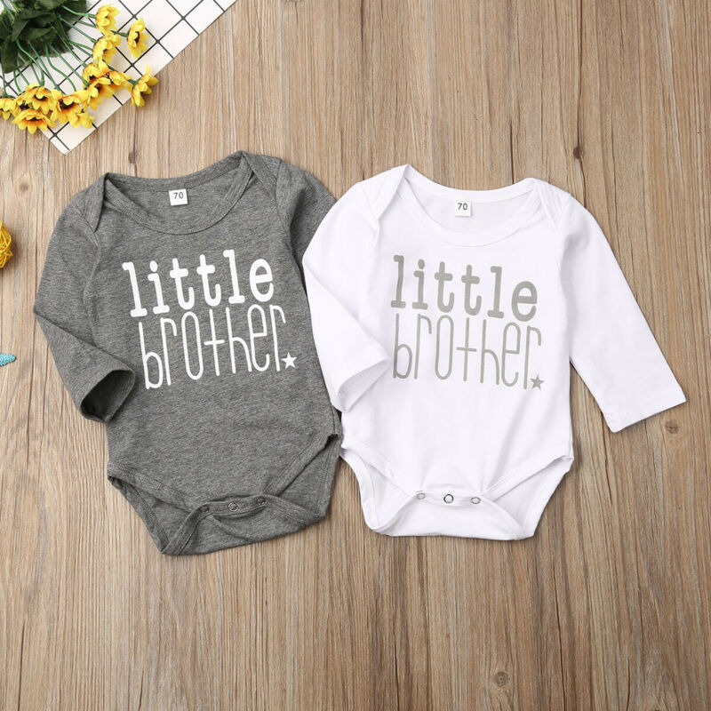 Baby & Großer Bruder Strampler Set - Langarm Buchstaben-Print Baumwollkleidung