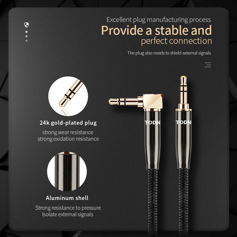 Cable auxiliar HIFI 3,5 para coche 6N OCC, conector de audio macho a macho para teléfono móvil