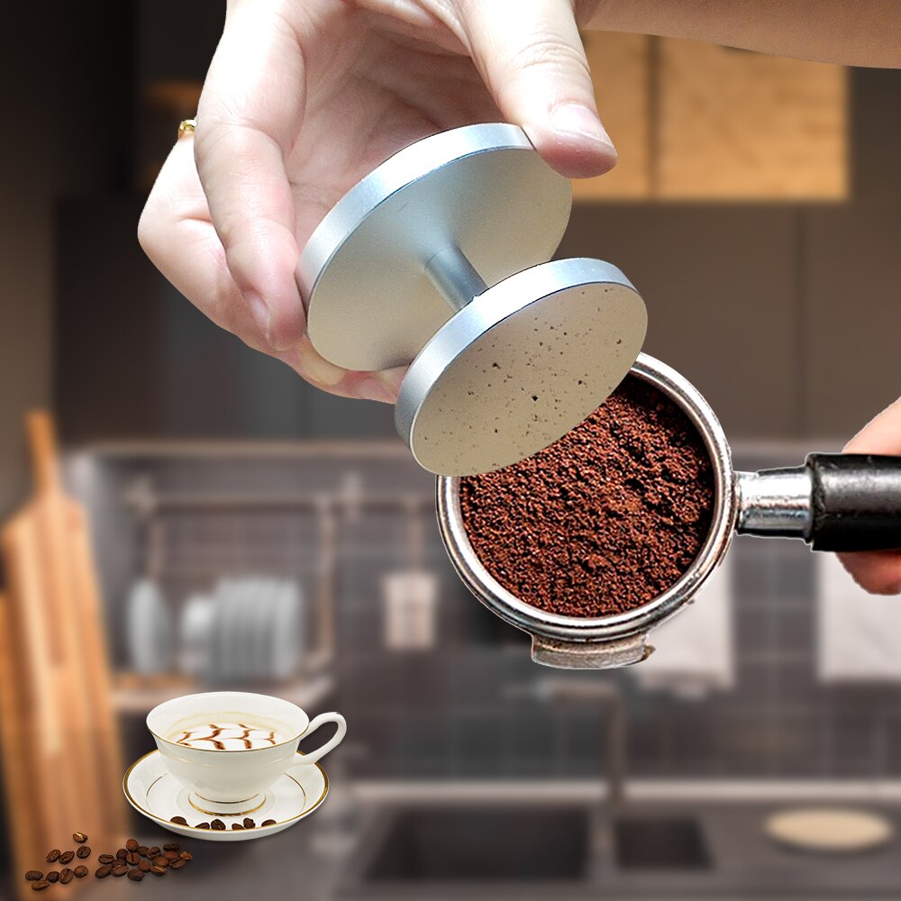51/58mm Double Flat Base Coffee Tamper Heave Aluminum Mirror-Polished Coffee Bean Power Press Barista Espresso Coffee Maker Tool