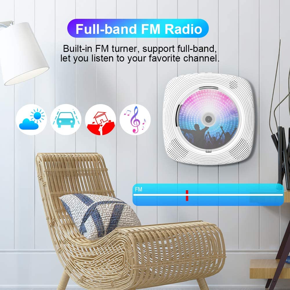 Home Stereo Wall Mounted CD Player With Bluetooth Remote Control Audio Support FM Radio HiFi Music Speaker Discman Lecteur CD