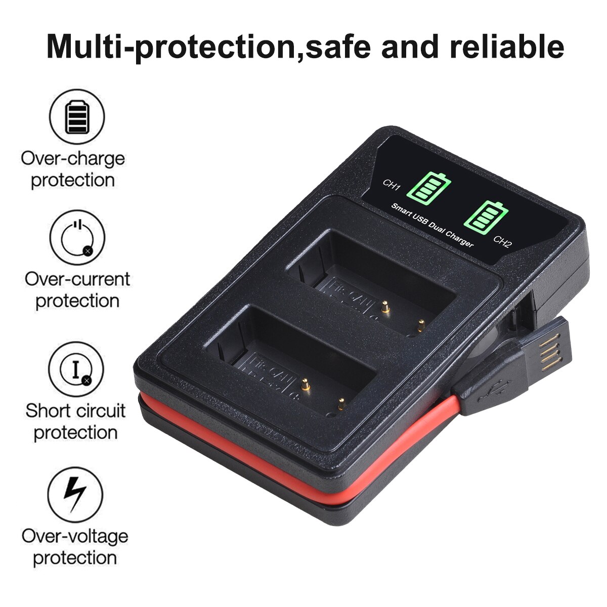 4x EN-EL15 EN-EL15C EN EL15 EL15C Battery + Charger with Type-C Port and Built-in Cable for Nikon Z6, Z7, D500, D600, D610, D750