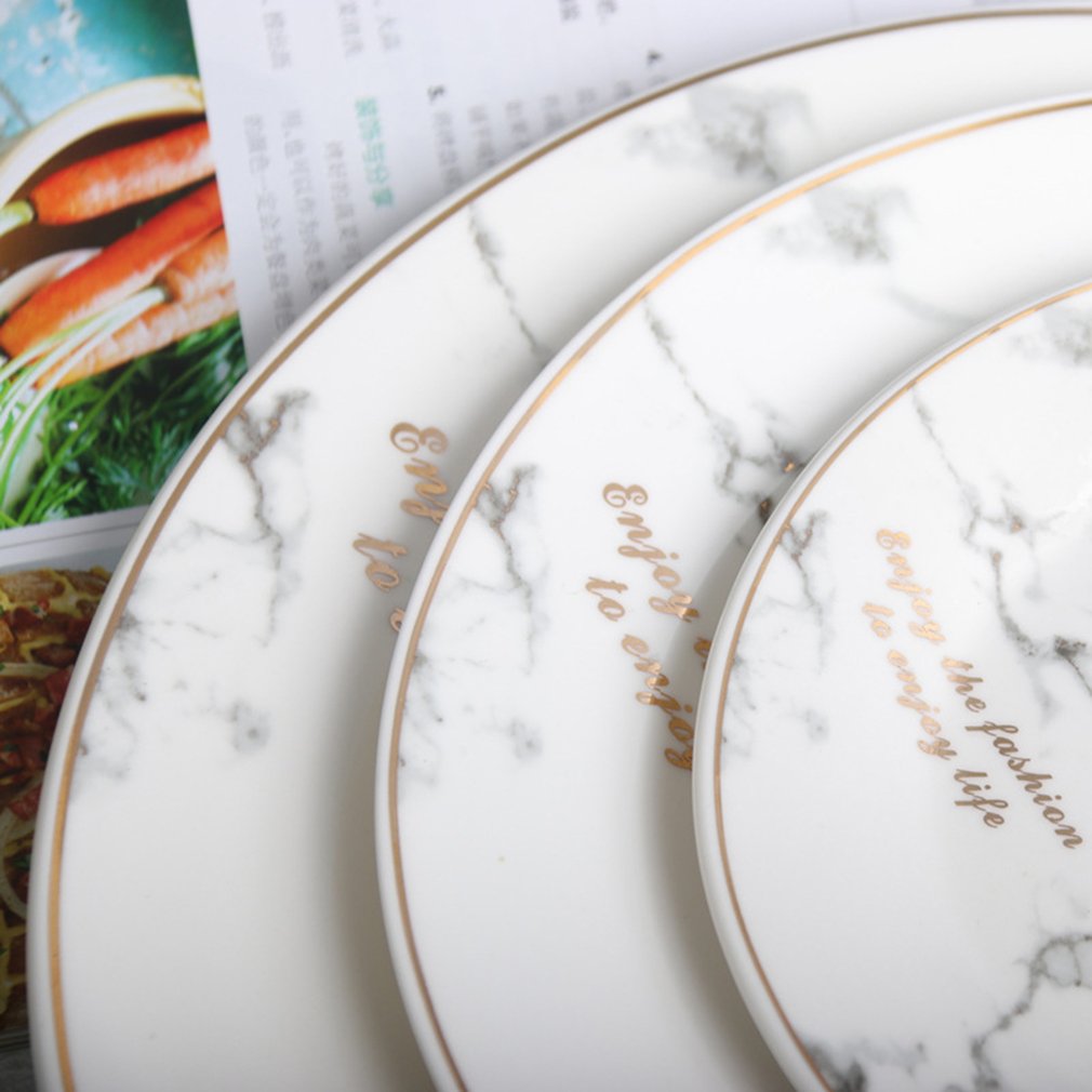 plate European Style Marble Pattern Ceramic Tableware Plate dinner plates Kitchen Dinnerware Dinner Plate