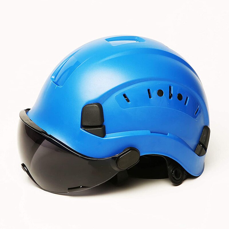 Safety Helmet With Goggles Men&#39;s Construction Hard Hat ABS Protective Helmets Work Cap For Working Climbing Riding: Blue-Ink Goggles