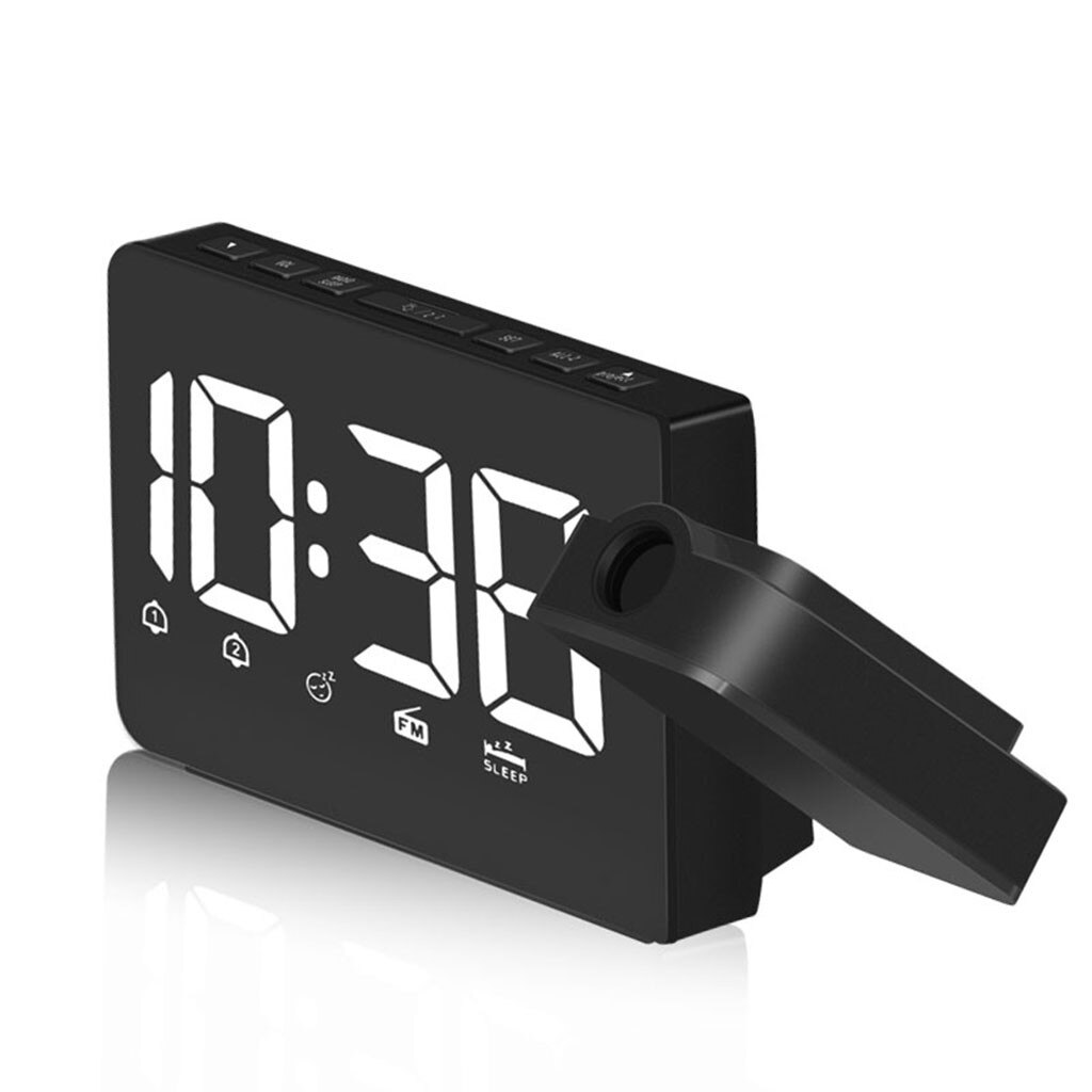 Väckarklocka usb projektion intelligens led digitala klockor roterbara dubbla fm-radio hem sovrum dekorativt tillbehör