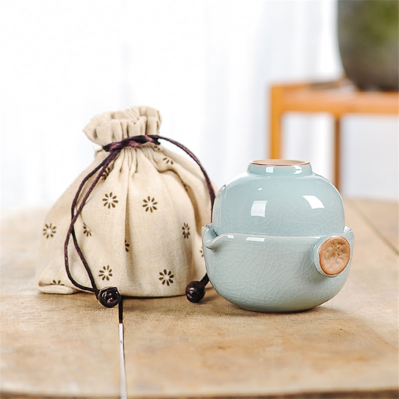 Conjuntos de utensílios de chá de cerâmica portátil para kung chá china bule com xícara de chá conjuntos de chá de viagem chaleira água escritório em casa drinkware gaiwan