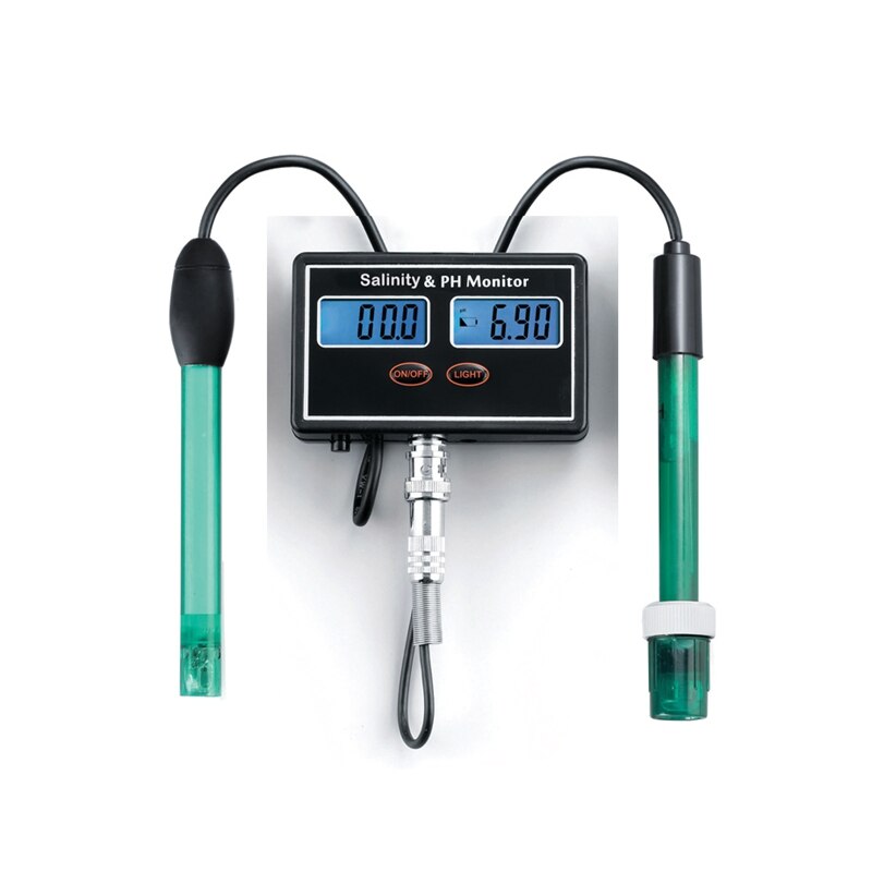 2in1 PH &amp; Salinity Monitor Digital Online LCD pH Salinity Meter for Aquarium Seawater Fish Tank pH Salt Water Tester