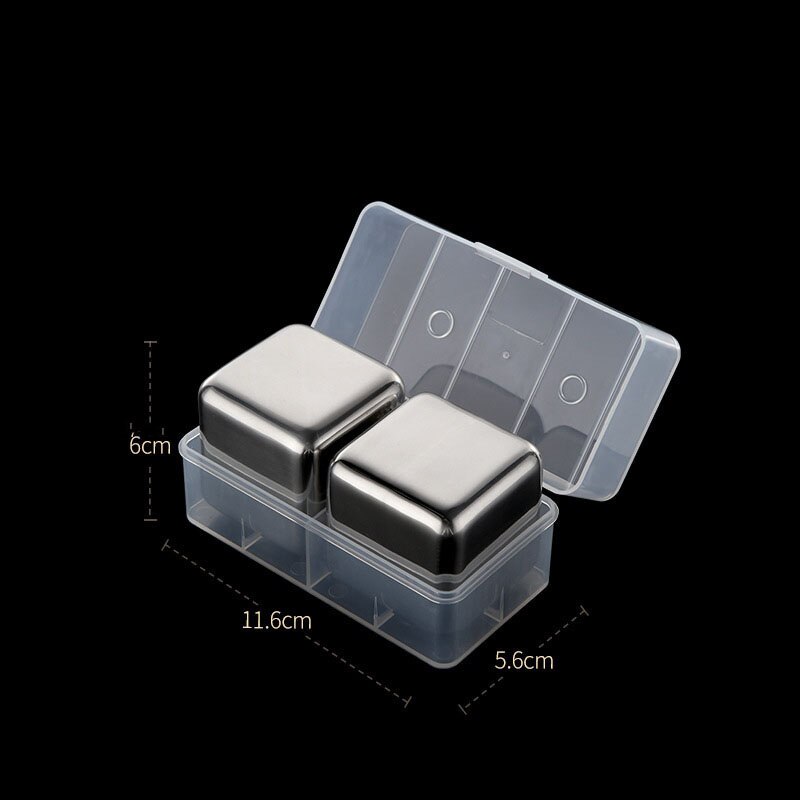 Whiskey Blocks Set - 2pcs Whiskey 304 Stainless Steel Ice Cube Set - Reusable Ice - Best drinkable: Spherical