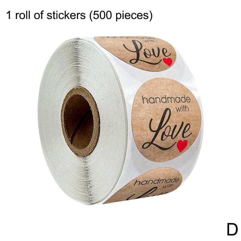 Handmade Love Stickers Packaging Writing Stickers Round Decorations 500pcs 1inch Labels: Style D