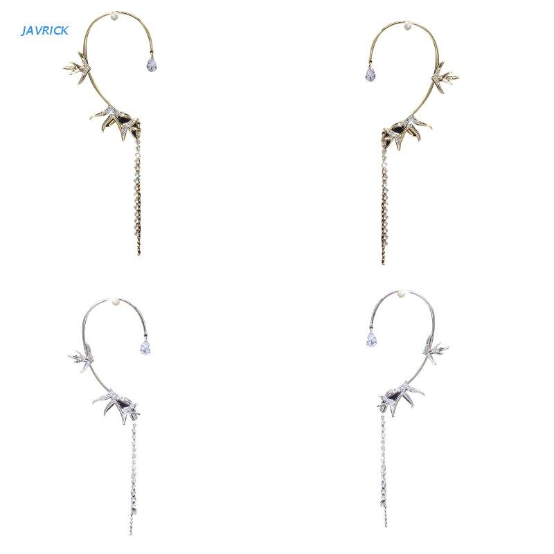 Unique Ear Cuffs Clip Handmade Clip-on Earrings for Filigree Fairy Elven Cosplay Fantasy Costume 6.29x1.18" X7XB