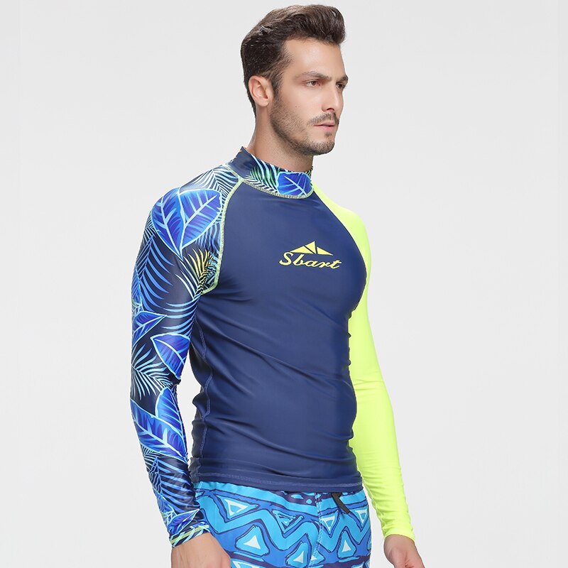 Sbart manga longa roupa de banho dos homens rashguard surf mergulho camisa proteção uv rash guard bodysuit plus size maiô l