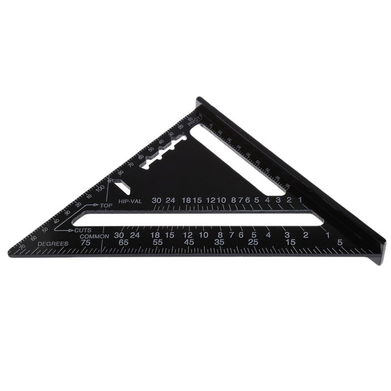 7 Inch Metric Aluminum Alloy Triangle Angle Square Ruler for Woodworking Speed Square Angle Protractor Measuring Tools