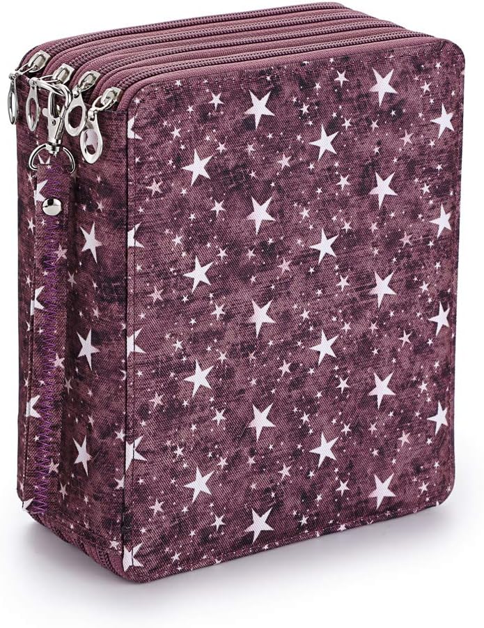 Colored Pencil Case- 160 Slots Pencil Holder Pen Bag Large Capacity Pencil Organizer with Handle Strap Handy Colored Pencil Box: Navy Blue