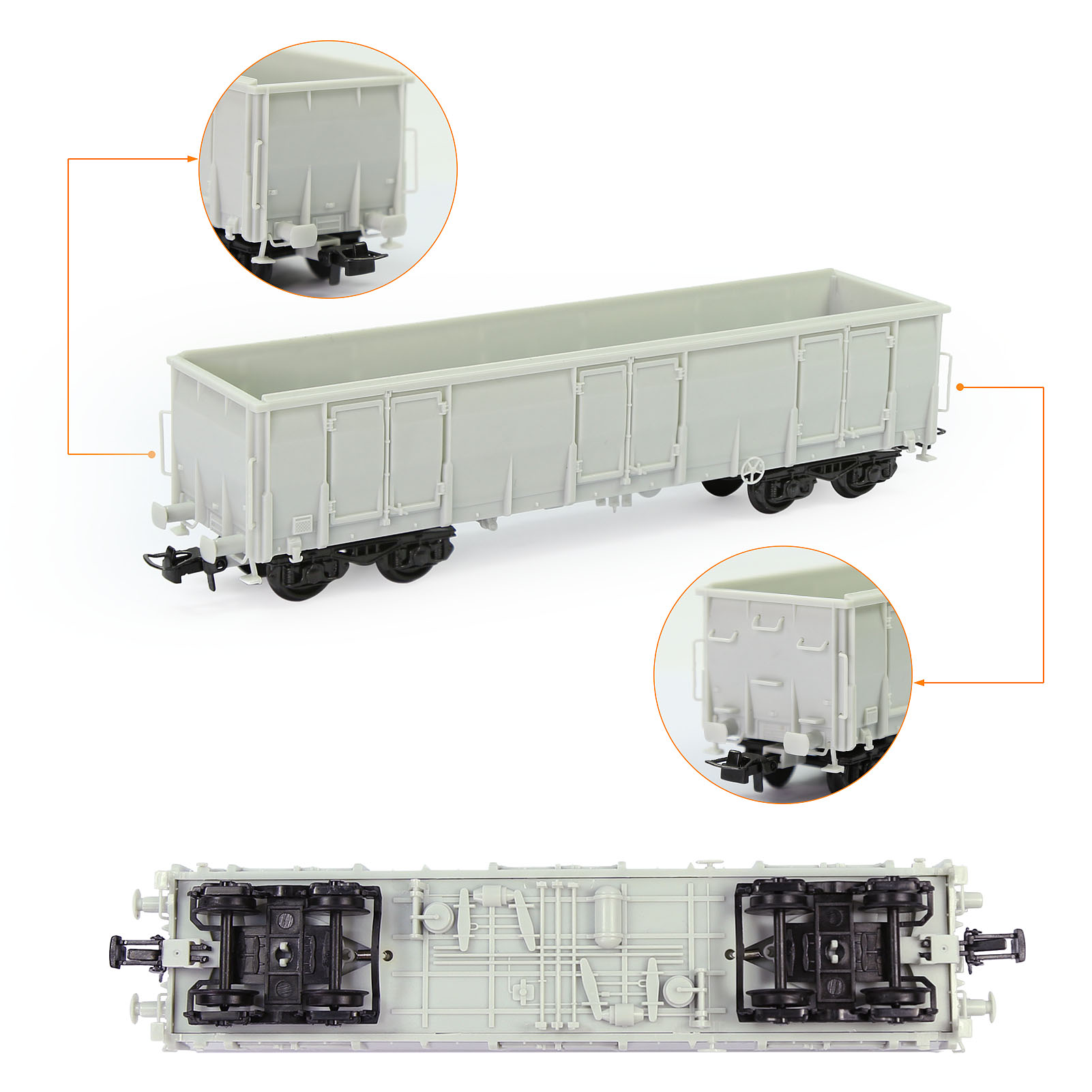 Evemodel 1Pc Ho Schaal 1:87 Blanco Niet-Geassembleerde High-Side Gondel Auto Model Spoorwagen C8742jj