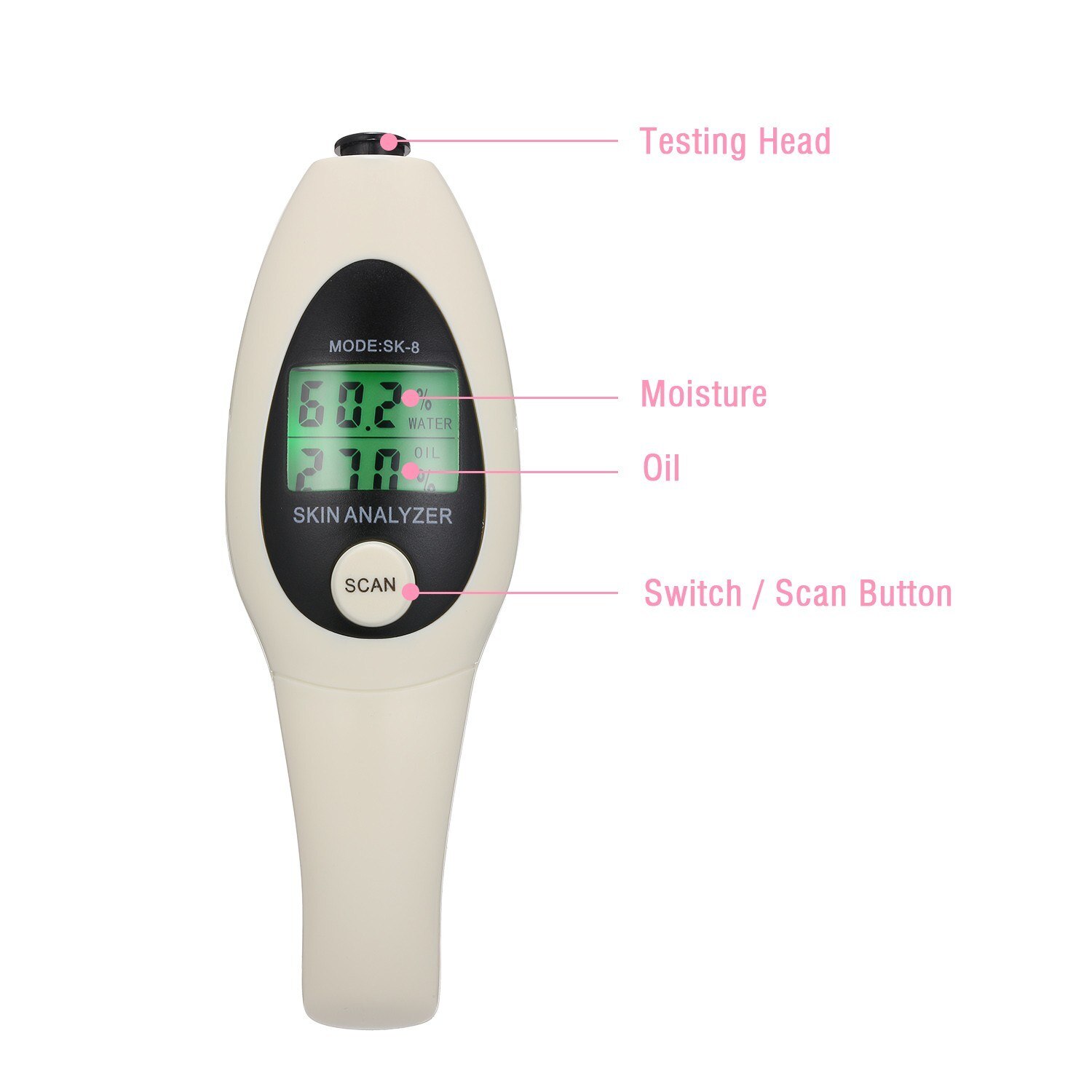 Skin Tester Analyzer Cordless & Portable Facial Moisture Monitor Skin Care Device Water Oil Tester for Beauty Salon Spa Home Tra