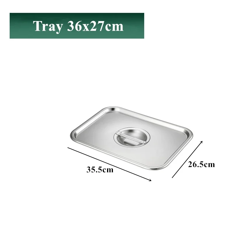 Tykkere rustfri serveringsbakke med låg, rektangel, metalopbevaringsplader, fad, kagebuffet, køkkenbeholder: Lilla